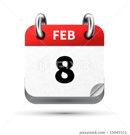 realistic icon of calendar with 8 february date 33045531