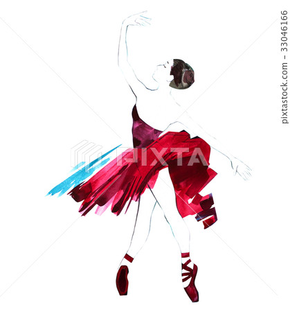 Watercolor ballerina hand painted Ballet dancer Watercolor ballerina hand painted Ballet dancer 33046166