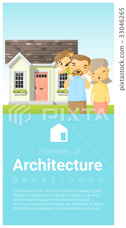 Happy family standing outside their house - Stock Illustration ...