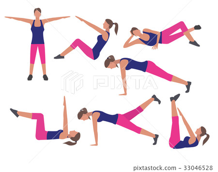 fitness and workout exercise set icons flat style - Stock Illustration ...