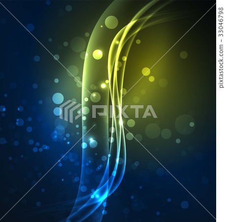 Energy lines, glowing waves in the dark, vector Energy lines, glowing waves in the dark, vector 33046798