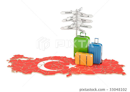 Turkey travel concept. Suitcases with signpost 33048102