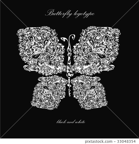 Butterfly template on black, logo design 33048354