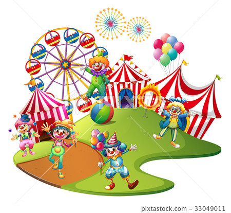 Clowns performing in the circus - Stock Illustration [33049011] - PIXTA