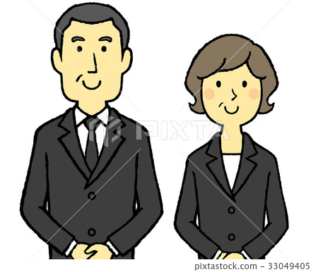 Middle-aged men and women in dark suits 33049405