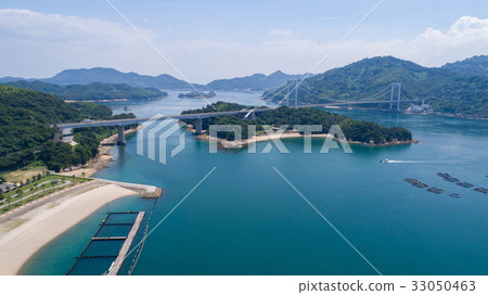 A panoramic view of the area overlooking Mikajima Island and the Seto Inland Sea (Shimanami Kaido). A panoramic view of the area overlooking Mikajima Island and the Seto Inland Sea (Shimanami Kaido). 33050463