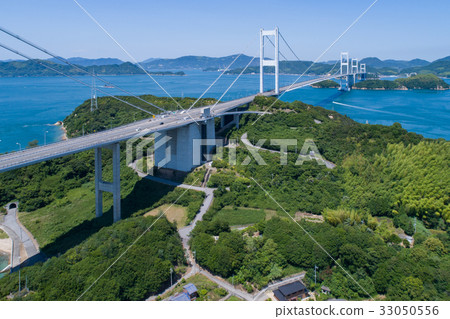 Mashima和Kurushima Kaikyo Ohashi（Shimanami Kaido）航空照片 33050556