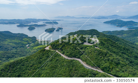 Mount Kamui and Kijima Strait Ohashi (Oshima / Imabari-shi, Ehime Prefecture / Shimanami Kaido) aerial view 33050574