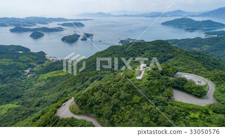 Mount Kamui and Kijima Strait Ohashi (Oshima / Imabari-shi, Ehime Prefecture / Shimanami Kaido) aerial view 33050576