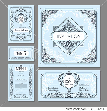 Calligraphic vintage wedding cards collection Calligraphic vintage wedding cards collection 33054241