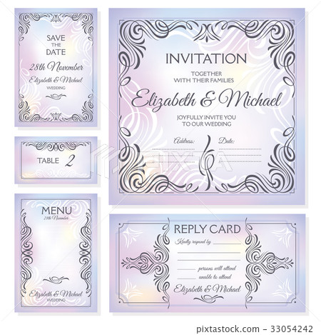 Calligraphic vintage wedding cards collection Calligraphic vintage wedding cards collection 33054242
