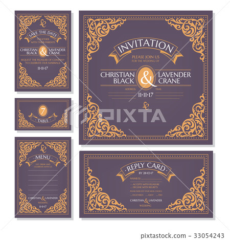 Set of wedding cards Set of wedding cards 33054243