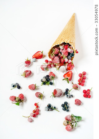 frozen berries in the ice cream cone frozen berries in the ice cream cone 33054978