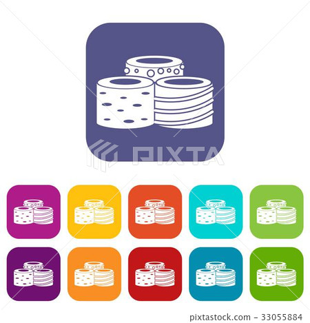 Tasty Turkish delight icons set flat 33055884