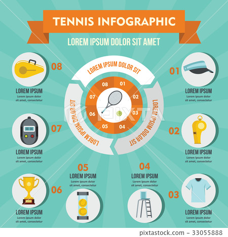 Tennis infographic concept, flat style 33055888