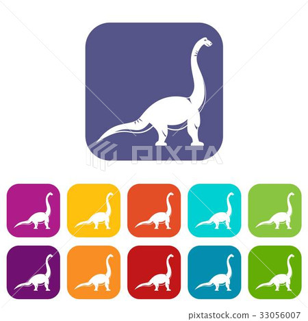 Brachiosaurus dinosaur icons set flat - Stock Illustration [33056007 ...