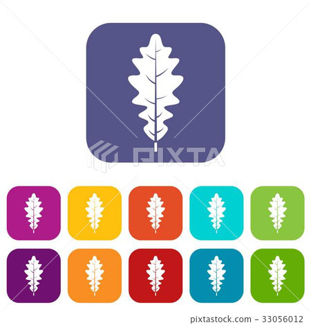 Oak Leaf Icons Set Flat Stock Illustration Pixta