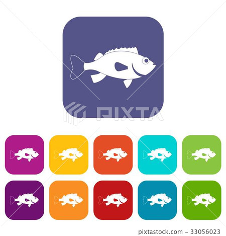 Sea bass fish icons set flat 33056023