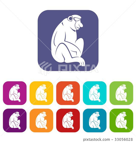 Orangutan icons set flat 33056028