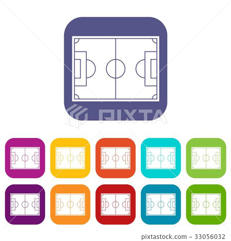 Soccer field icons set flat 33056032