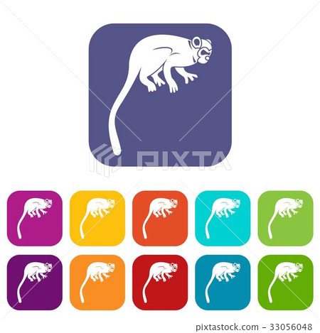 Marmoset monkey icons set flat Marmoset monkey icons set flat 33056048