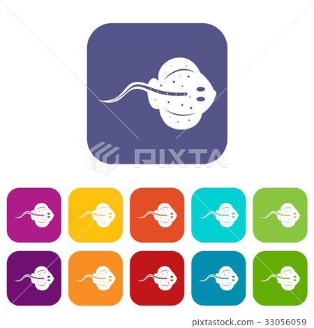 Stingray fish icons set flat 33056059