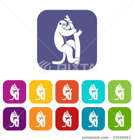 Macaque on a tree icons set flat Macaque on a tree icons set flat 33056061