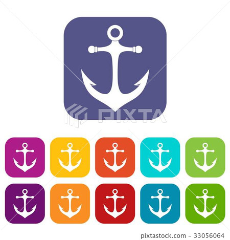 Anchor icons set flat Anchor icons set flat 33056064