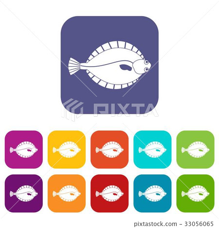 Flounder icons set flat Flounder icons set flat 33056065