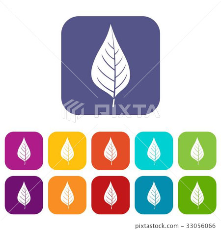 Apple tree leaf icons set flat 33056066