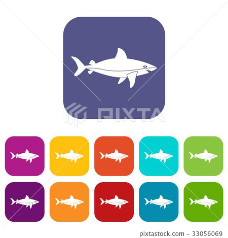 Shark fish icons set flat Shark fish icons set flat 33056069