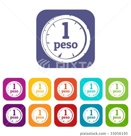 Peso icons set flat 33056195