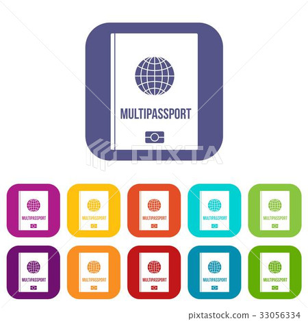 Multipassport icons set flat Multipassport icons set flat 33056334