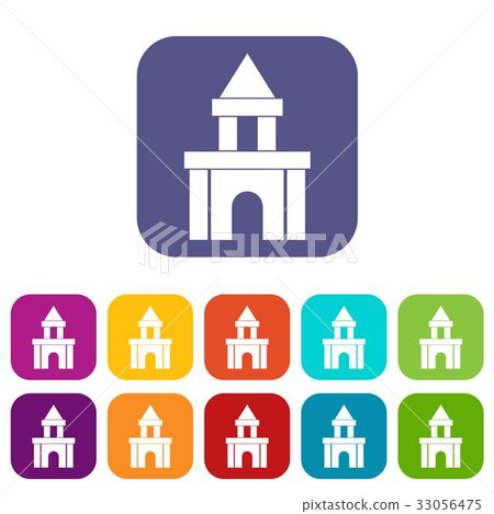 Blocks toy icons set flat Blocks toy icons set flat 33056475