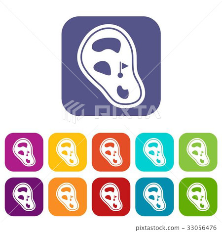 Golf course field icons set flat 33056476