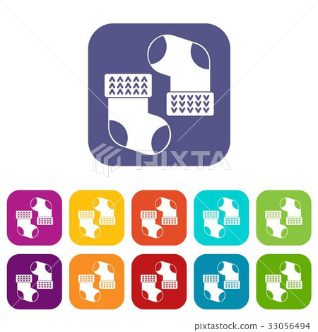 Baby socks icons set flat Baby socks icons set flat 33056494