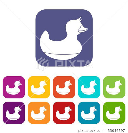 Black duck toy icons set flat Black duck toy icons set flat 33056597
