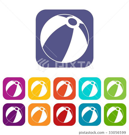 Beach ball icons set flat Beach ball icons set flat 33056599