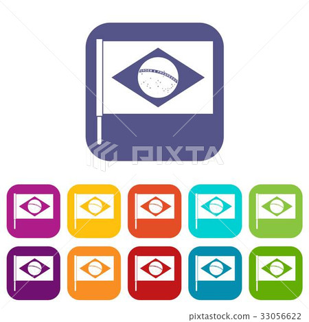 Flag of Brazil icons set flat Flag of Brazil icons set flat 33056622
