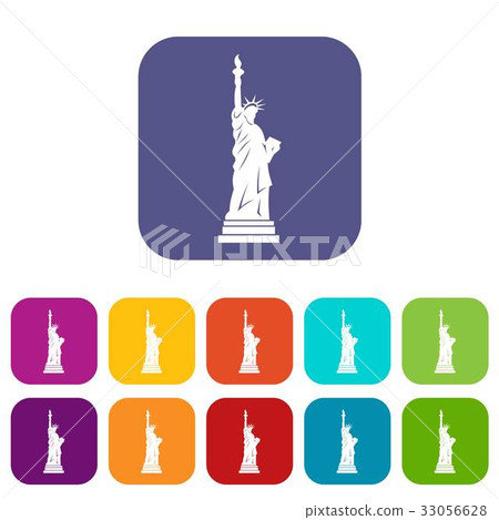 Statue of liberty icons set flat 33056628