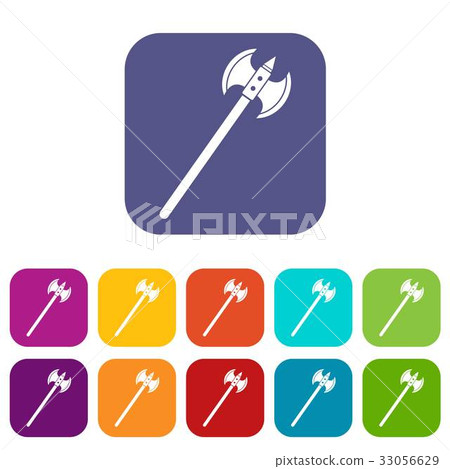 Poleaxe icons set flat 33056629