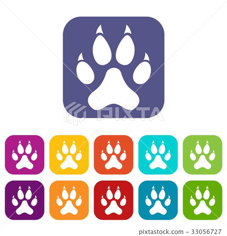 Cat paw icons set flat Cat paw icons set flat 33056727