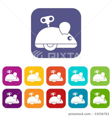 Clockwork mouse icons set flat Clockwork mouse icons set flat 33056761