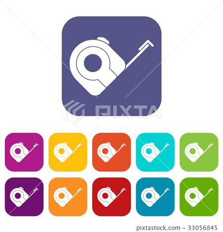 Roulette construction tool icons set flat 33056845