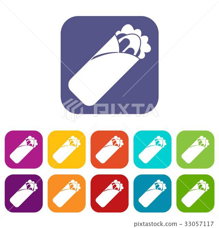 Shawarma sandwich icons set flat Shawarma sandwich icons set flat 33057117