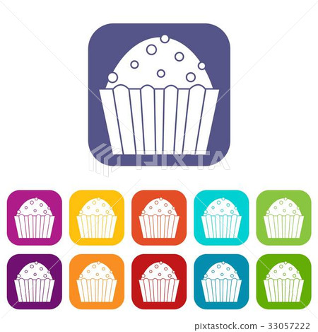 Cup cake icons set flat 33057222