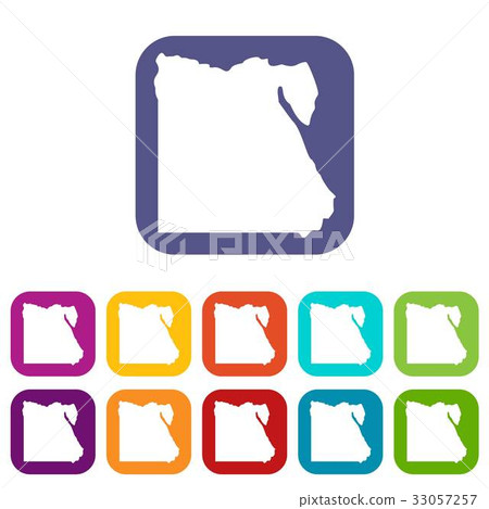 Map of Egypt icons set flat 33057257