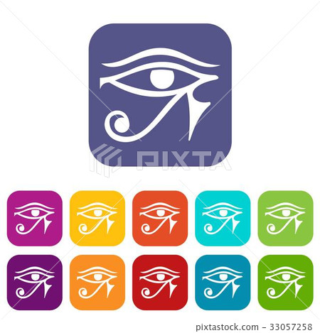 Eye of Horus Egypt Deity icons set flat 33057258