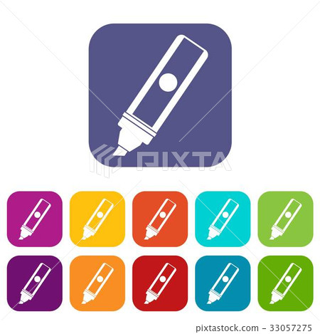 Permanent marker icons set flat Permanent marker icons set flat 33057275