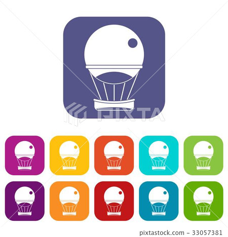 Aerostat balloon icons set flat Aerostat balloon icons set flat 33057381
